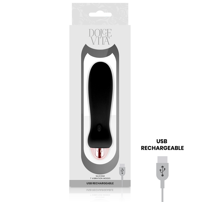 DOLCE VITA POLNILNI VIBRATOR PET ČRN 7 HITROSTI - slika 3