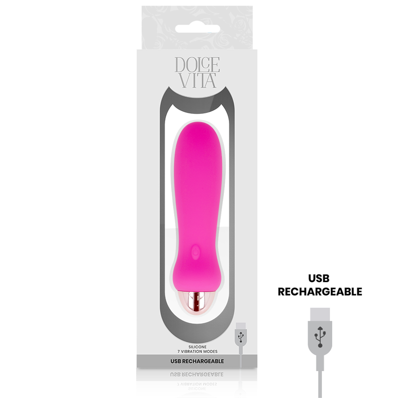 DOLCE VITA POLNILNI VIBRATOR PET ROZA 7 HITROSTI - slika 3