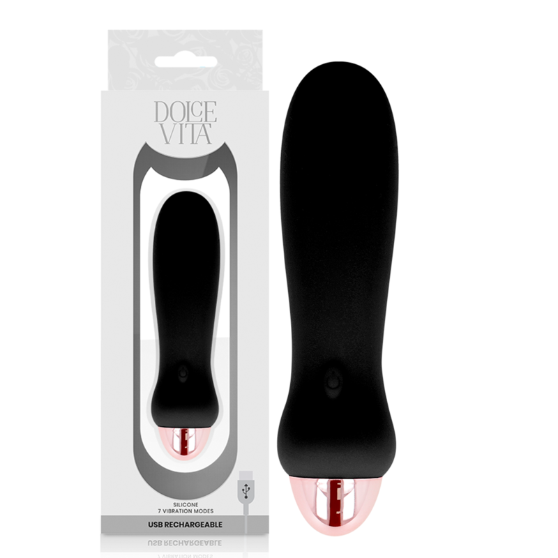DOLCE VITA POLNILNI VIBRATOR PET ČRN 7 HITROSTI