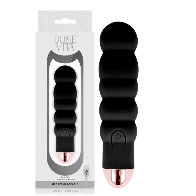 DOLCE VITA POLNILNI VIBRATOR SIX BLACK 7 HITROSTI