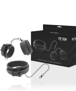 Alternative view of FETISH SUBMISSIVE  COLLAR AND WRIST CUFFS VEGAN LEATHER