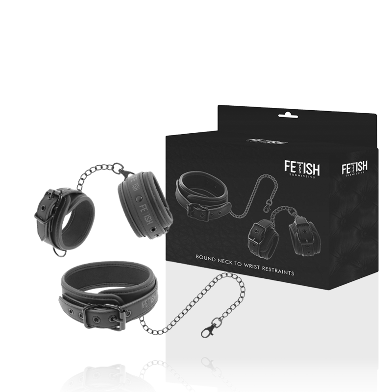 FETISH SUBMISSIVE COLLAR AND WRIST CUFFS VEGAN LEATHER - slika 2