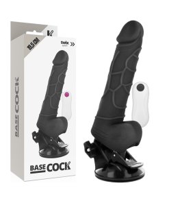 BASECOCK REALISTIČEN UPOGLJIV DILDO NA DALJINSKO UPRAVLJANJE - ČRNI 19,5 CM