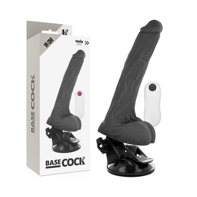 BASECOCK REALISTIČEN UPOGLJIV DILDO NA DALJINSKO UPRAVLJANJE - ČRNI 19 CM