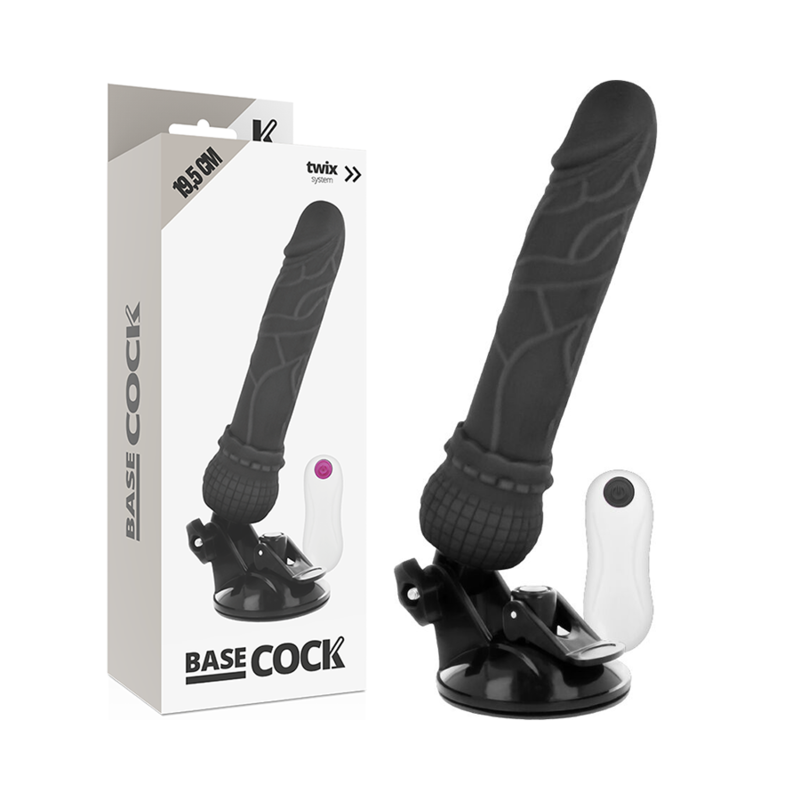 BASECOCK REALISTIČEN UPOGLJIV DILDO NA DALJINSKO UPRAVLJANJE - ČRNI 19,5 CM