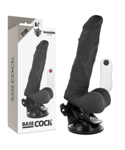 BASECOCK REALISTIČEN UPOGLJIV DILDO NA DALJINSKO UPRAVLJANJE - ČRNI 21 CM