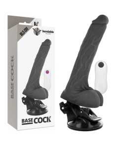 BASECOCK REALISTIČEN UPOGLJIV DILDO NA DALJINSKO UPRAVLJANJE - ČRNI 18,5 CM