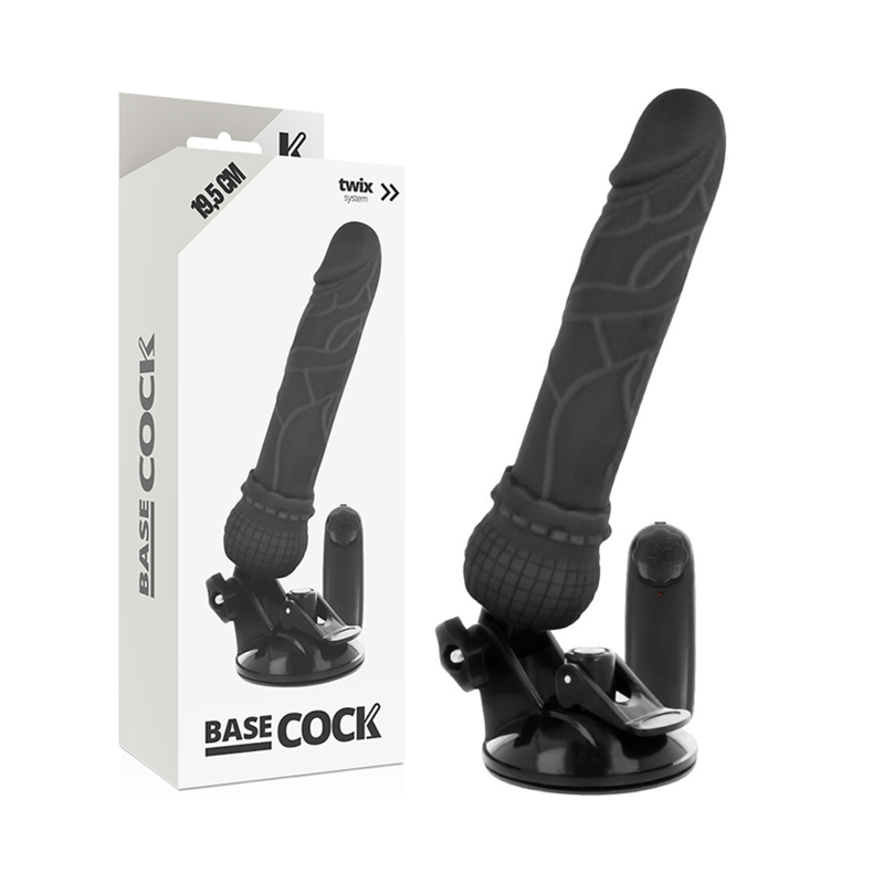 BASECOCK REALISTIČEN DILDO NA DALJINSKO UPRAVLJANJE - ČRNI 19,5 CM
