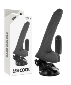BASECOCK REALISTIČEN DILDO NA DALJINSKO UPRAVLJANJE - ČRNI 20 CM