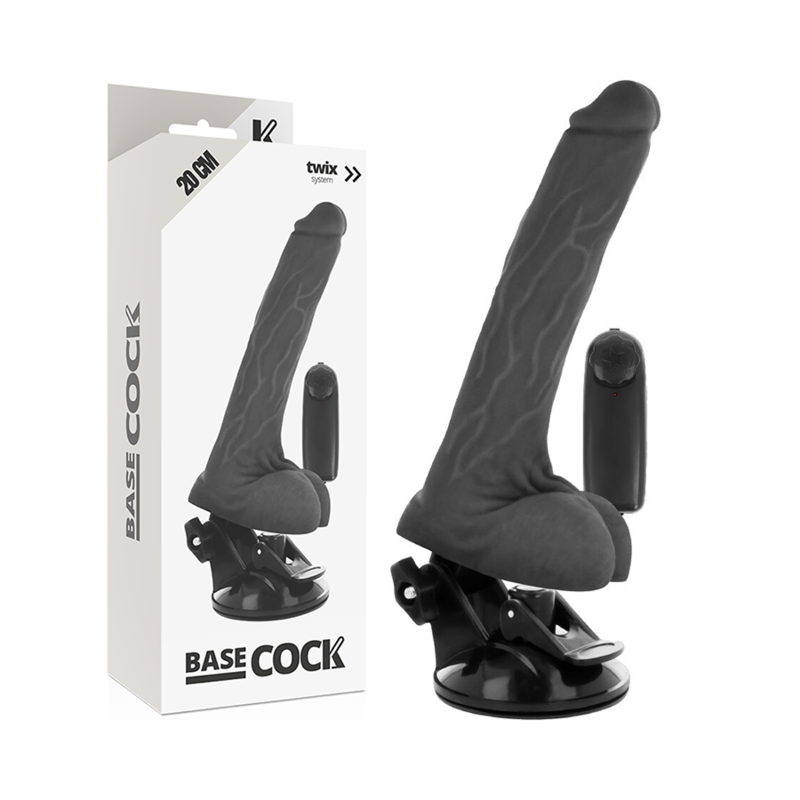 BASECOCK REALISTIČEN DILDO NA DALJINSKO UPRAVLJANJE - ČRNI 20 CM