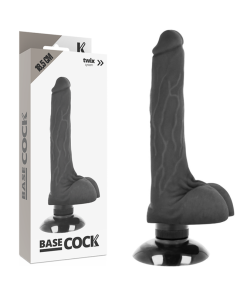 BASECOCK REALISTIČEN DILDO 2-1 - ČRNI 18,5 CM
