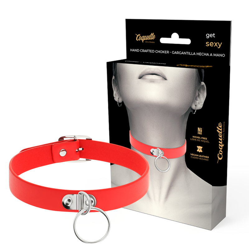COQUETTE CHIC DESIRE ROČNO IZDELAN FETIŠ CHOKER - RDEČ