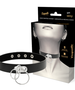 COQUETTE CHIC DESIRE ROČNO IZDELAN CHOKER IZ VEGANSKEGA USNJA - DVOJNI OBROČ