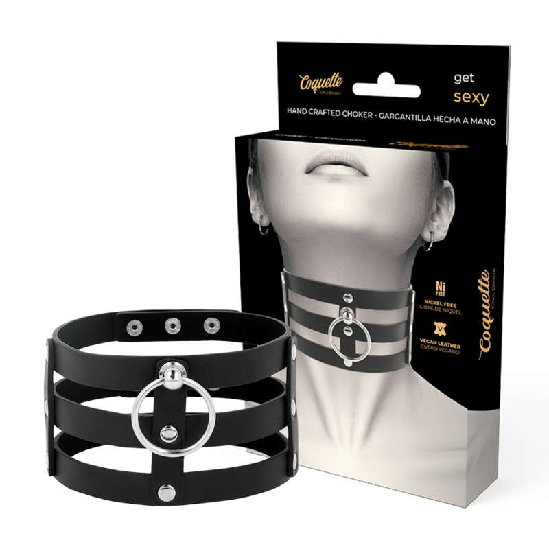 COQUETTE CHIC DESIRE ROČNO IZDELAN CHOKER IZ VEGANSKEGA USNJA - FETISH