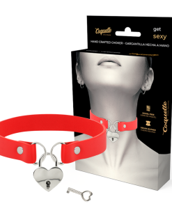 COQUETTE CHIC DESIRE ROČNO IZDELANI CHOKER KEYS HEART - RDEČA BARVA