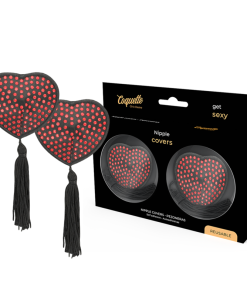 COQUETTE CHIC DESIRE NIPPLE COVERS HEART BLACK / RED