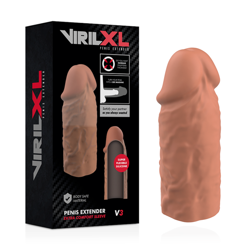 VIRILXL PODALJŠEK ZA PENIS Z DODATNIM UDOBNIM ROKAVOM V3 RJAV - slika 2