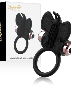 COQUETTE CHIC DESIRE METULJČKAST OBROČEK ZA PENIS Z VIBRATORJEM ČRNA/ZLATA