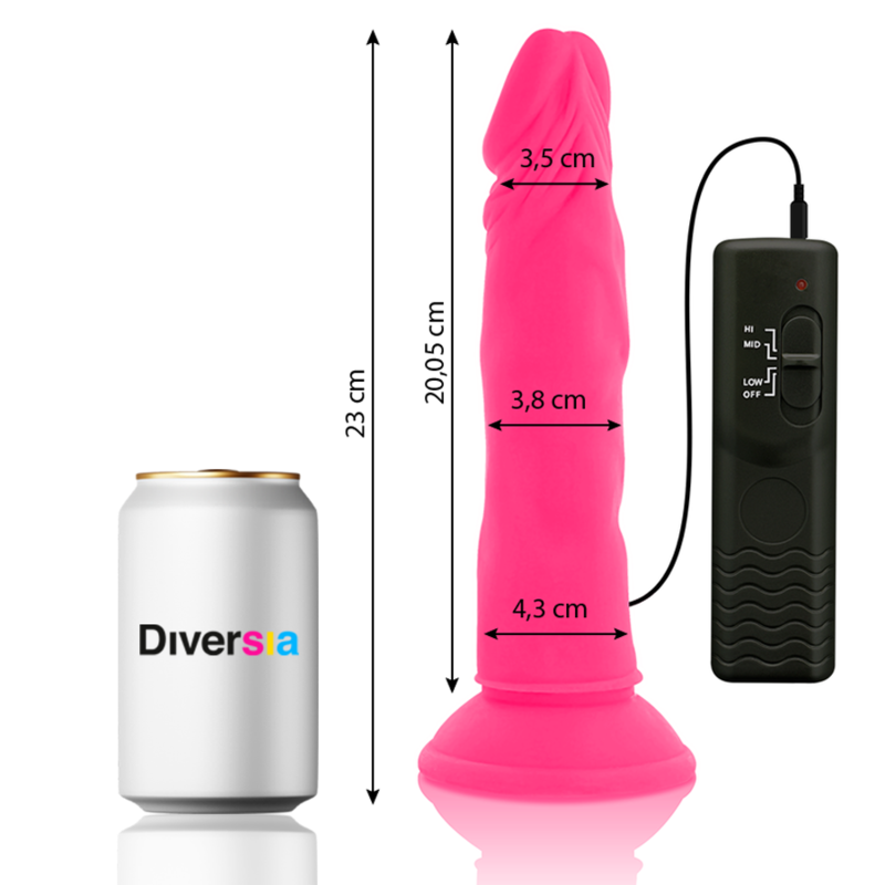 DIVERSIA FLEKSIBILNI VIBRIRAJOČI DILDO 23 CM - ROZA - slika 2
