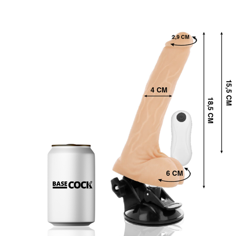 BASECOCK REALISTIČEN UPOGLJIV DILDO NA DALJINSKO UPRAVLJANJE - MESNAT 18,5 CM - slika 2
