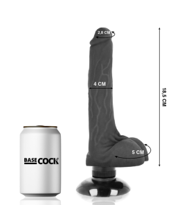 BASECOCK REALISTIČEN DILDO 2-1 - ČRNI 18,5 CM - slika 2