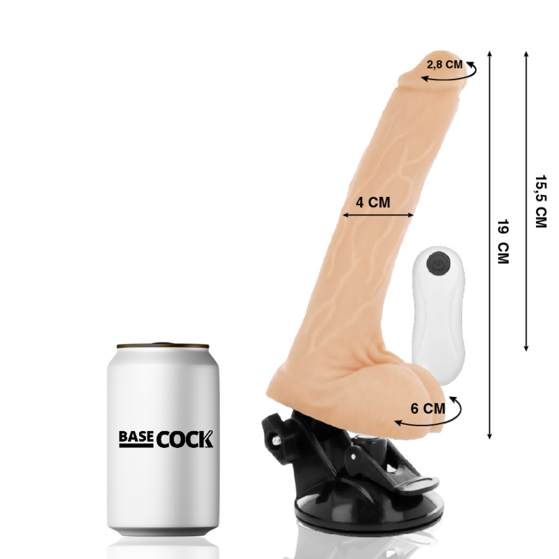 BASECOCK REALISTIČEN UPOGLJIV DILDO NA DALJINSKO UPRAVLJANJE - MESNAT 19 CM - slika 2