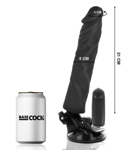 BASECOCK REALISTIČEN DILDO NA DALJINSKO UPRAVLJANJE - ČRNI 21 CM - slika 2