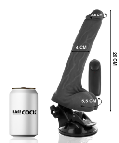 BASECOCK REALISTIČEN DILDO NA DALJINSKO UPRAVLJANJE - ČRNI 20 CM - slika 2