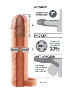 Alternative view of PERFECT 2 PODALJŠEK ZA PENIS S TRAKOM ZA MODA - KOŽNI
