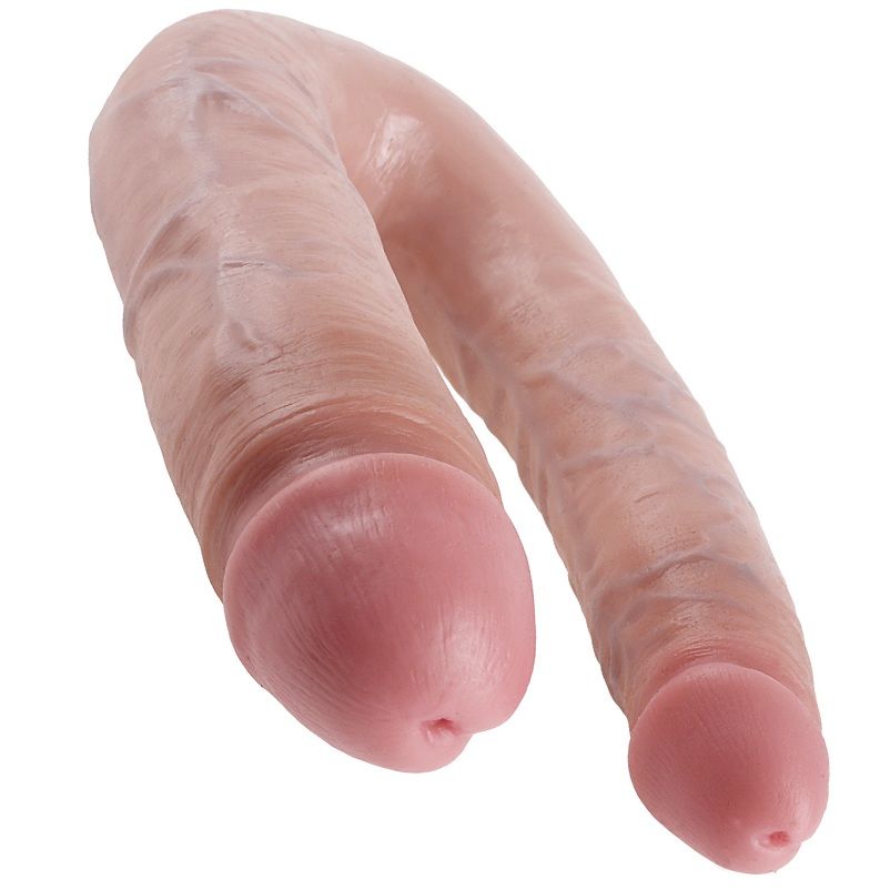 KING COCK VELIKI DVOJNI DILDO V OBLIKI U - MESNAT - slika 3
