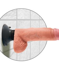 KING COCK 17,78 CM VIBRACIJSKI PENIS Z MODI - MESNAT - slika 3