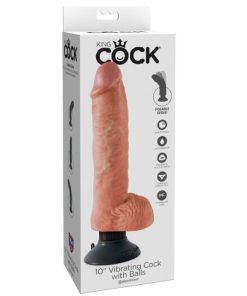 KING COCK 25,5 CM VIBRACIJSKI PENIS Z MODI - ČRNI