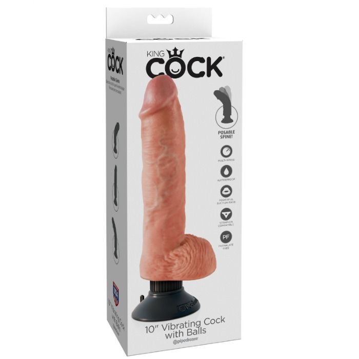 KING COCK 25,5 CM VIBRACIJSKI PENIS Z MODI - ČRNI