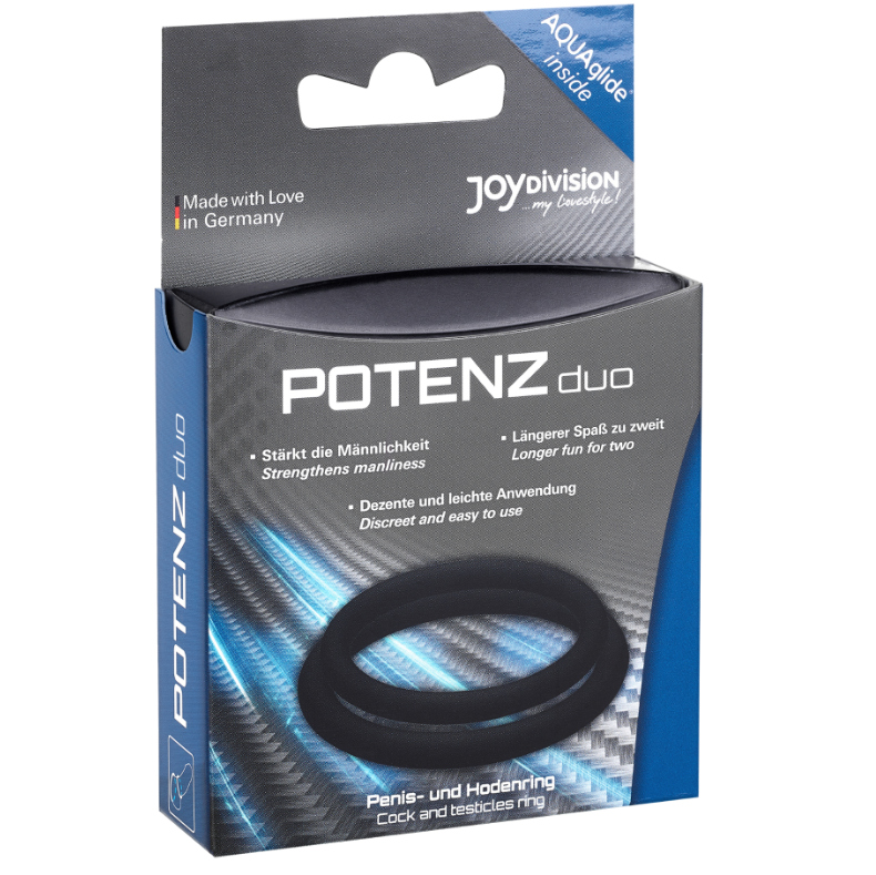 POTENZ DUO DVOJNI OBROČEK ZA PENIS VELIKOST M - ČRNI - slika 2