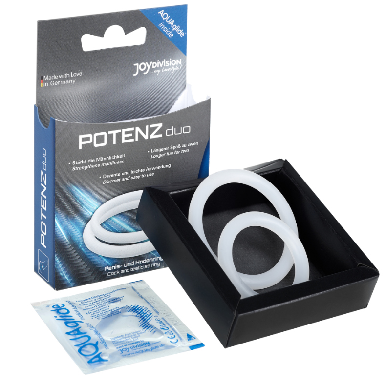 POTENZ DUO DVOJNI OBROČEK ZA PENIS VELIKOST M - BELI - slika 2