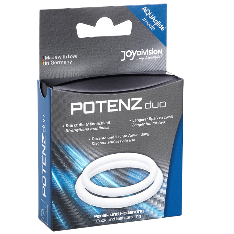 POTENZ DUO DVOJNI OBROČEK ZA PENIS VELIKOST M - BELI - slika 3