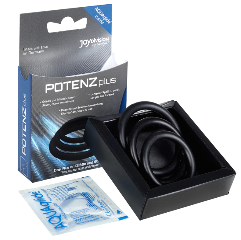 POTENZPLUS KOMPLET 3 OBROČKOV ZA PENIS (S, M, L) - ČRNI - slika 2