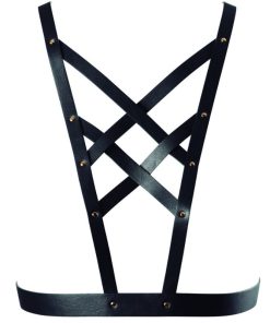BIJOUX INDISCRETS MAZE CROSS CLEAVAGE HARNESS BLACK