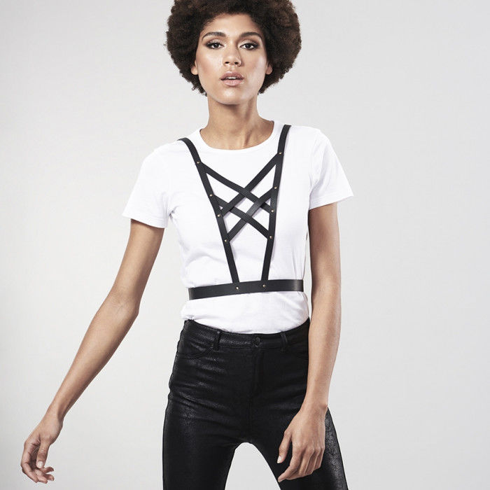 BIJOUX INDISCRETS MAZE CROSS CLEAVAGE HARNESS BLACK - slika 3