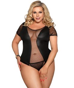 Alternative view of SUBBLIME QUEEN PLUS FETISH SHORT SLEEVE TEDDY