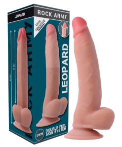 ROCKARMY DUAL DENSITY DILDO - LEOPARD 23 CM