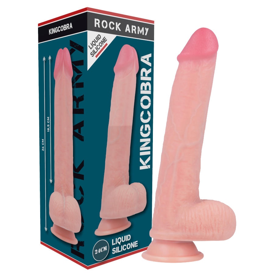 ROCKARMY REALSITIČNI VIBRATOR IZ TEKOČEGA SILIKONA PREMIUM - KINGCOBRA 24 CM
