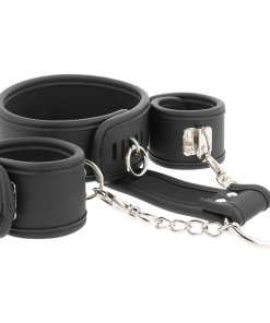 FETISH SUBMISSIVE LEATHER AND HANDCUFFS VEGAN LEATHER