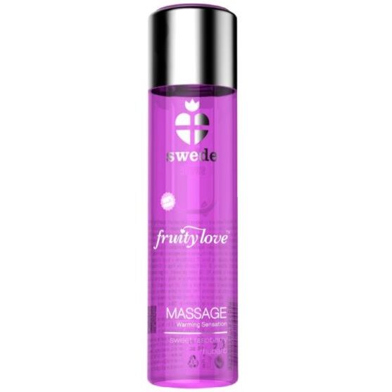 SWEDE FRUITY LOVE MASAŽNO OLJE Z OGREVALNIM UČINKOM ROZA MALINA IN RABARBARA 60 ML
