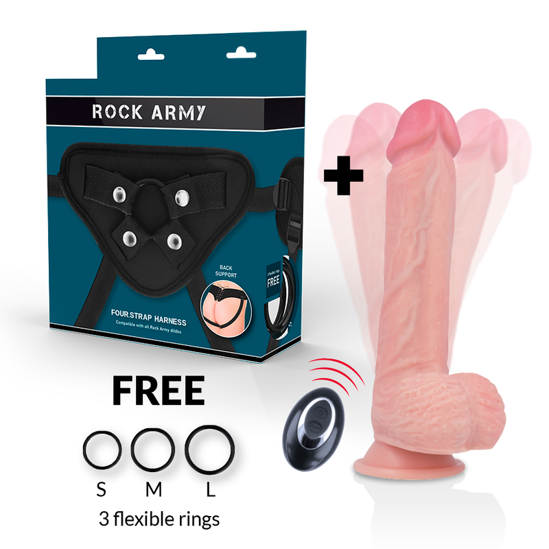 ROCKARMY POSTROJ + TEKOČI SILIKONSKI VIBRATOR PREMIUM APACHE NA DALJINSKO UPRAVLJANJE 22 CM - slika 2
