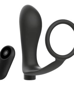 ADDICTED TOYS PENIS OBROČ Z DALJINSKIM UPRAVLJALNIKOM IN ANALNI POLNILNI VTIČ ČRNI - slika 2