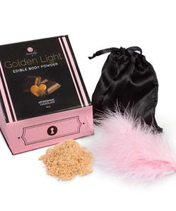 SECRETPLAY GOLDEN LIGHT KIT APHRODISIAC CHOCOLATE EDIBLE POWDER  FEATHER