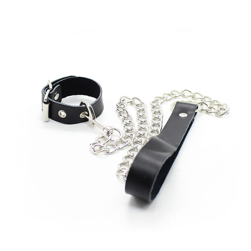 OHMAMA RESTRAINT LEATHER NECKLACE AND METALLIC CHAIN - slika 2