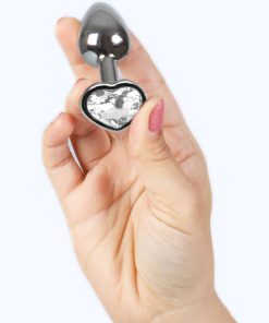SECRET PLAY - METAL BUTT PLUG CLEAR CRYSTAL HEART SMALL SIZE 7 CM - slika 3