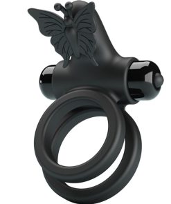 PRETTY LOVE - DOUBLE RING VIBRATOR WITH BLACK STIMULATOR